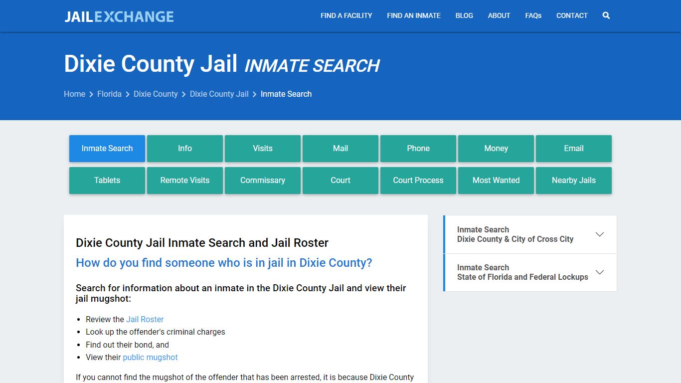 Inmate Search: Roster & Mugshots - Dixie County Jail, FL - Jail Exchange