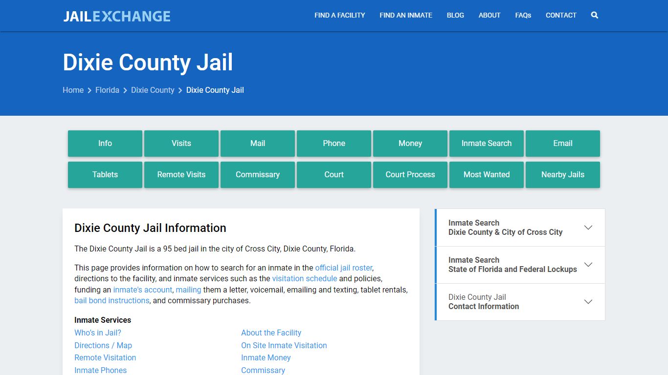 Dixie County Jail, FL Inmate Search, Information